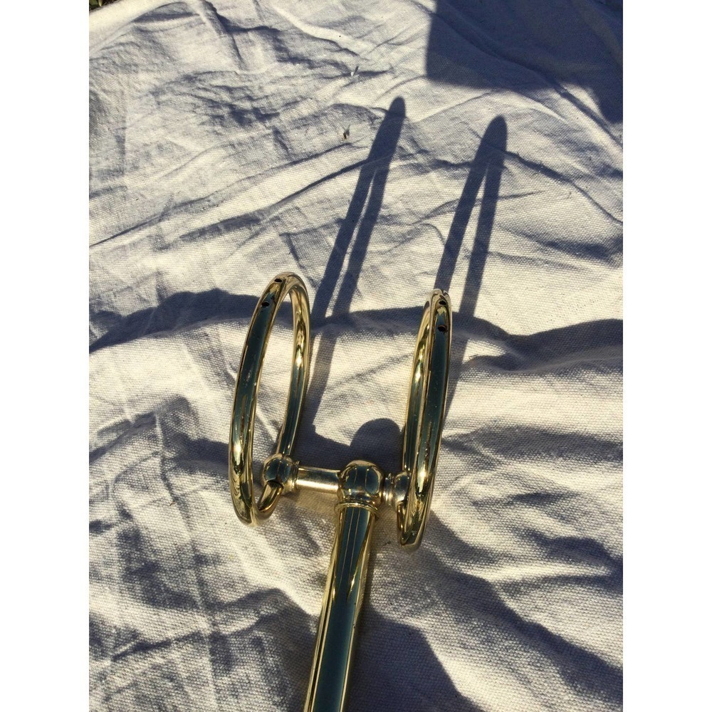 Vtg brass counter towel stand holder circle bathroom 12” gold farmhouse country - Picture 9 of 11